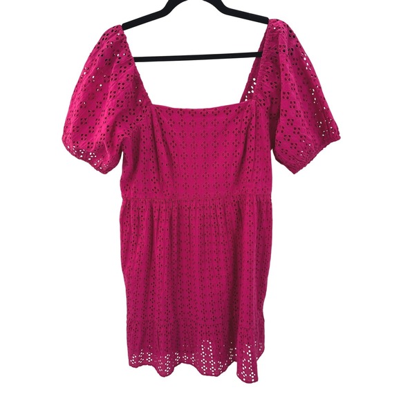 La Blanca Resortwear Dress Eyelet Lace Smocked Beach Women's Size XL Pink - Picture 3 of 8
